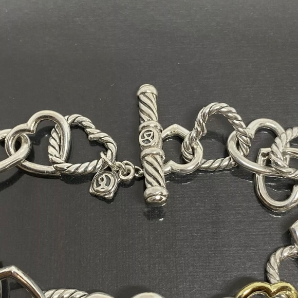 David Yurman Cable Hearts links Bracelets Sterling Silver and 18K Gold - Picture 3 of 7